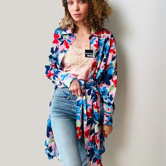 Boutique Moschino Floral Button-Up Shirt Dress Size 42 IT $455 MSRP - Picture 2 of 10